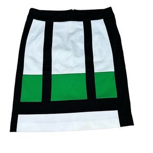 PREMISE: Women’s Green, White, & Black Color Block Pencil Skirt - Size 4
